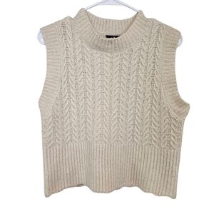Miou Miou Mock Neck Quiet Luxury Old Money Preppy Cable Knit Sweater